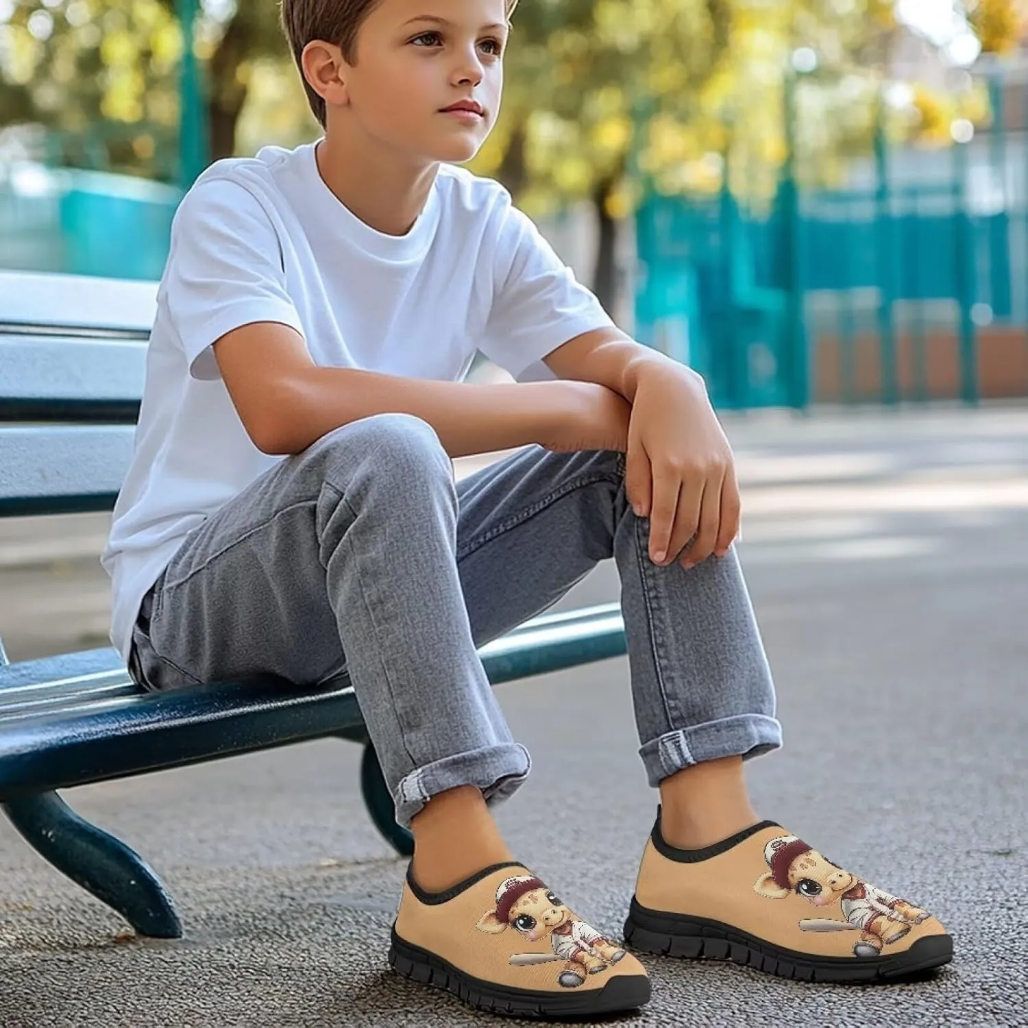 Kids Shoes Boys Girls Slip On Walking Tennis Shoes Soft Loafers Non Slip Lightweight Casual Athletic Sneaker Black Sole Size 11-15