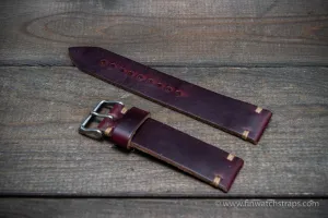 Leather watch strap, Horween Burgundy Chromexcel.  Handmade in Finland. 16-26 mm.
