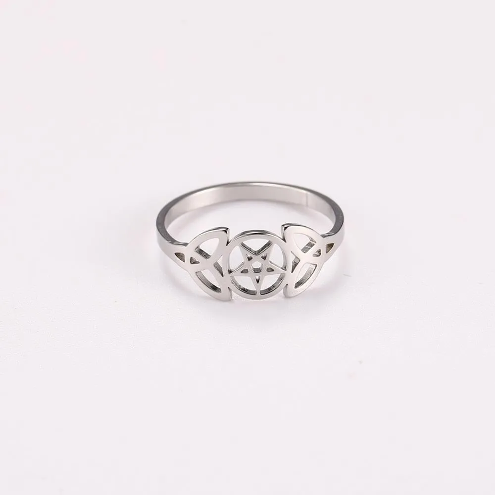 Lemegeton Supernatural Pentacle Pentagram Ring for Women Girls Star Goat Pentagram Rings Jewelry