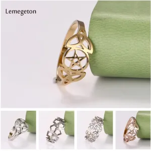 Lemegeton Supernatural Pentacle Pentagram Ring for Women Girls Star Goat Pentagram Rings Jewelry