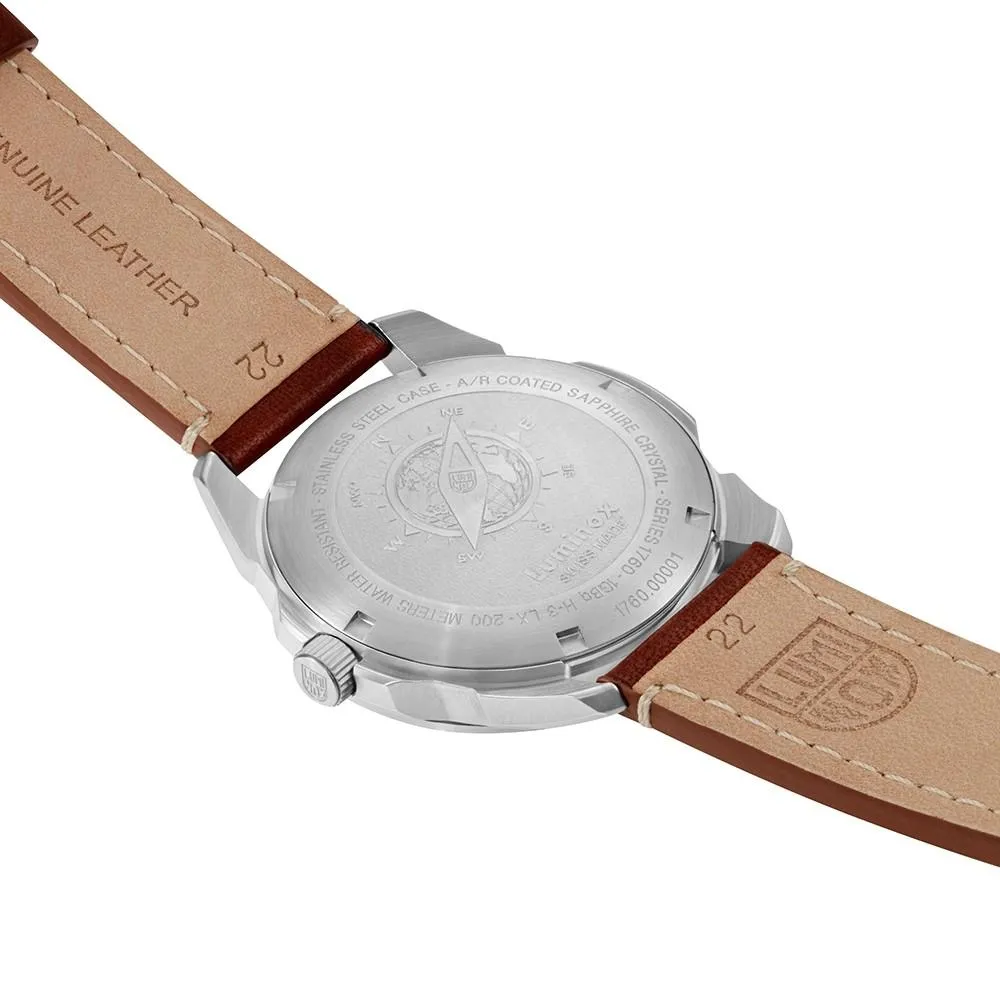 Luminox Men's Atacama Adventurer 1760 Series Brown Leather Strap Blue Analog Dial Quartz Watch - XL.1763