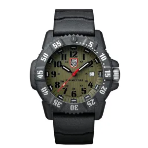 Luminox Men's Master Carbon Seal 3800 Series Gray Rubber Strap Green Dial Quartz Analog Watch - XS.3813.L