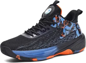 Mens Fashion Mid Top Breathable Mesh Lace Up Basketball Shoes Lightweight Non Slip Sport Sneakers for Walking Running Tennis Volleyball