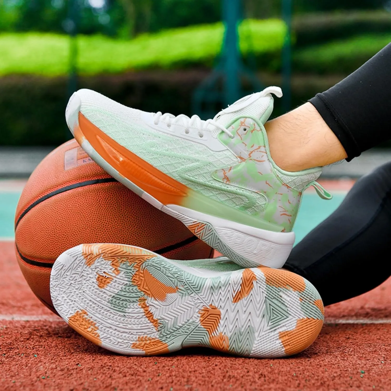 Mens Fashion Mid Top Breathable Mesh Lace Up Basketball Shoes Lightweight Non Slip Sport Sneakers for Walking Running Tennis Volleyball