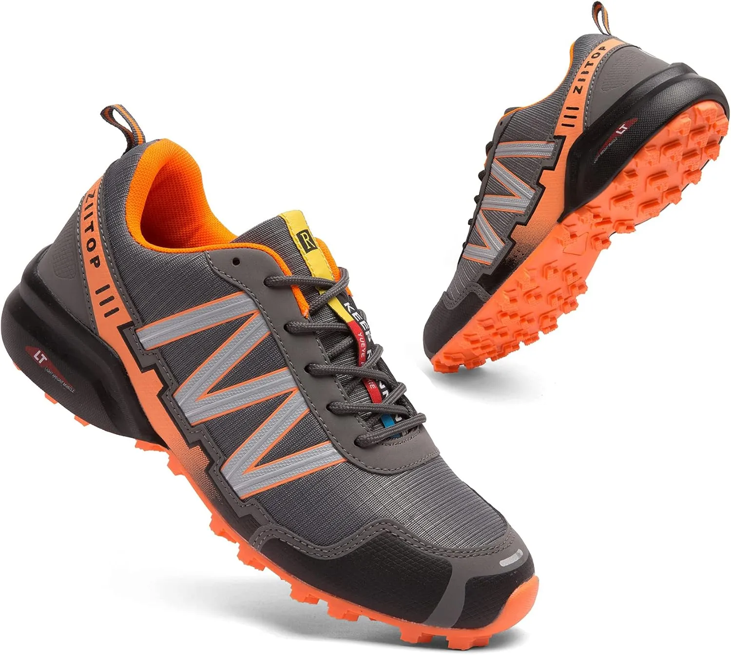 Men's Trail Running Shoes Waterproof Hiking Shoes Cushioning Outdoor Walking Sneakers All Terrain Trekking Rugged Trail
