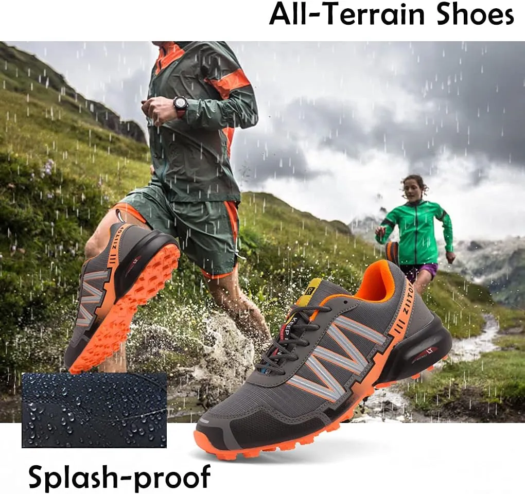 Men's Trail Running Shoes Waterproof Hiking Shoes Cushioning Outdoor Walking Sneakers All Terrain Trekking Rugged Trail