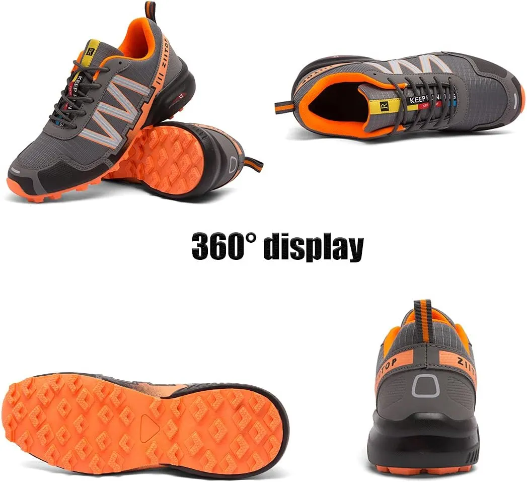 Men's Trail Running Shoes Waterproof Hiking Shoes Cushioning Outdoor Walking Sneakers All Terrain Trekking Rugged Trail