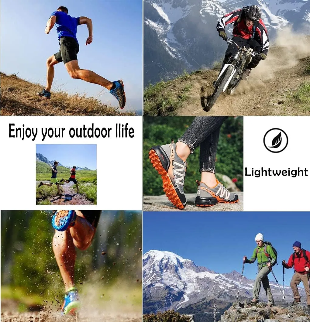 Men's Trail Running Shoes Waterproof Hiking Shoes Cushioning Outdoor Walking Sneakers All Terrain Trekking Rugged Trail