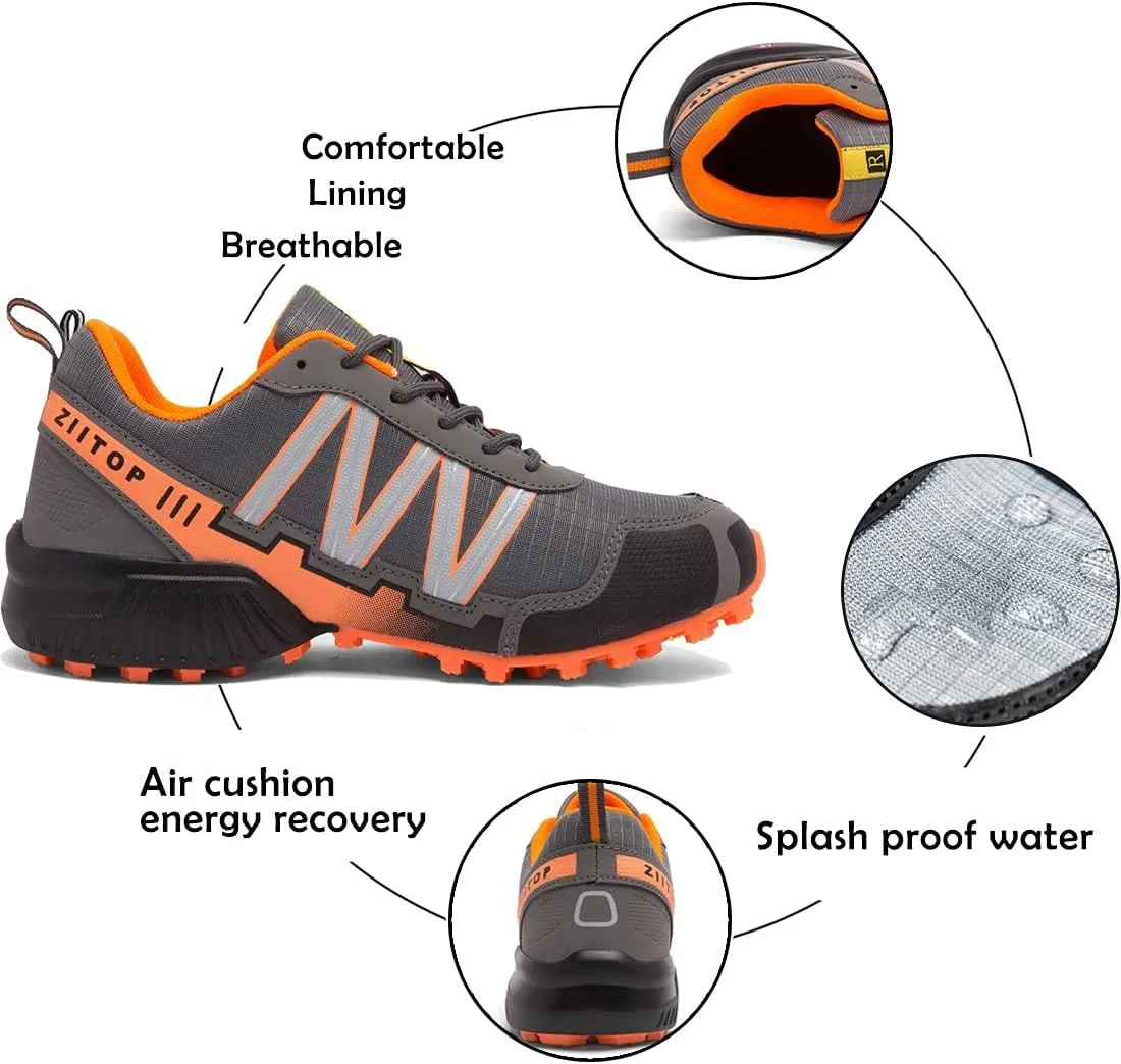 Men's Trail Running Shoes Waterproof Hiking Shoes Cushioning Outdoor Walking Sneakers All Terrain Trekking Rugged Trail