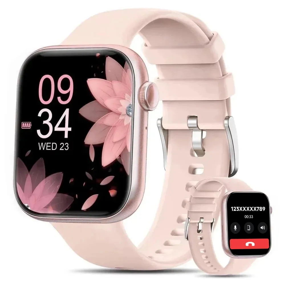 Mingdaln 2024 New 1.85-inch Men Women's Smartwatch with Answer/Make Calls/100 Sports Modes/Message Reminder, IP67 Waterproof Fitness Tracker for Android Iphone Devices（Perfect for Holiday Gifts）