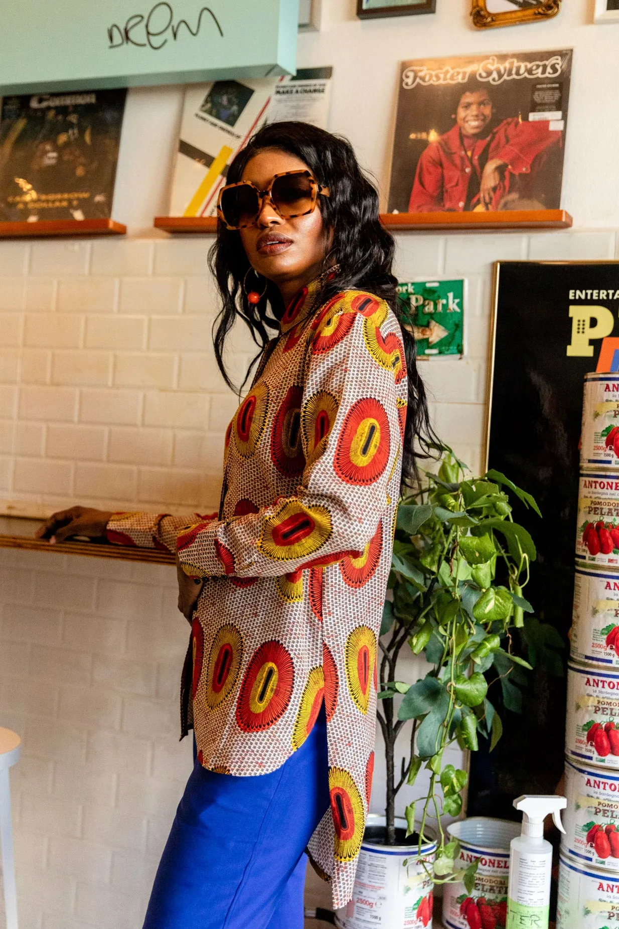 Morowa Oversized Shirt - Orange Yellow Rhythmic Spirits Print | ILC OA OG