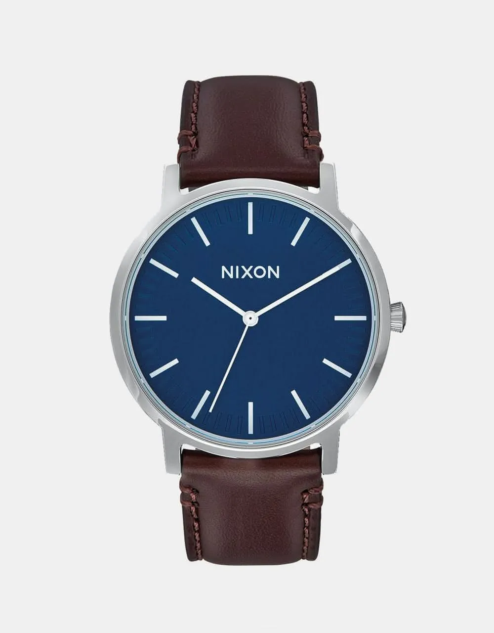 Nixon Porter Leather Watch - Navy/Brown