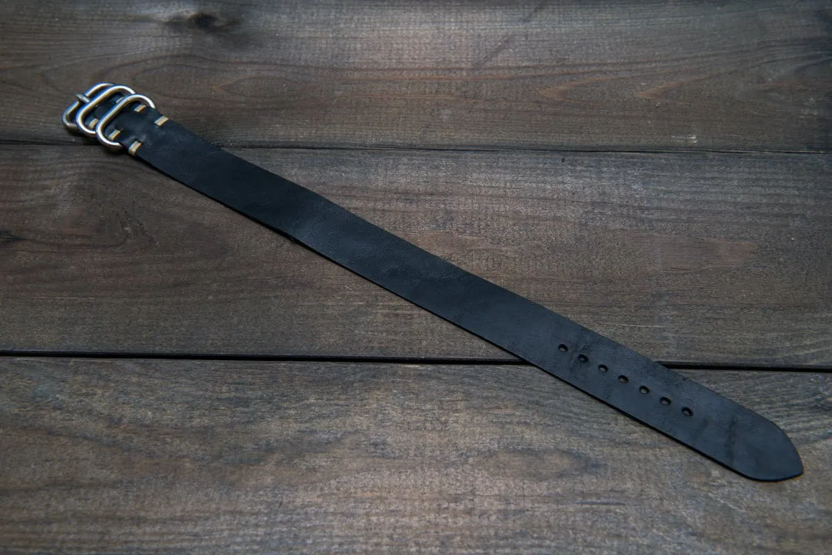 One-piece watch band, Horween Black Mustang Horse fronts