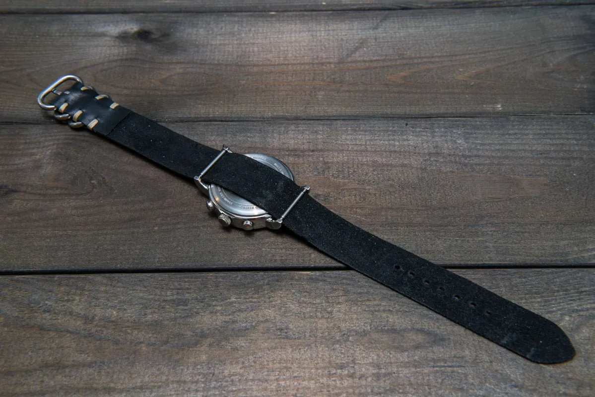 One-piece watch band, Horween Black Mustang Horse fronts