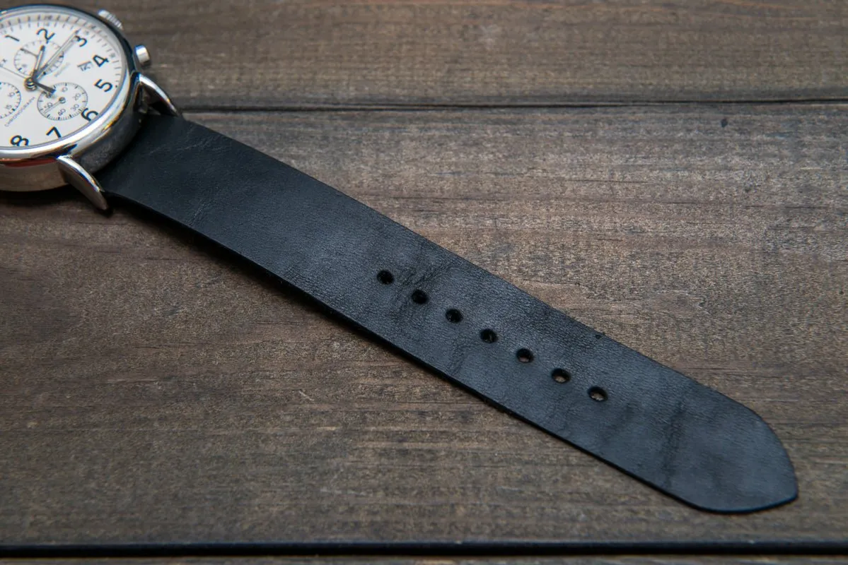One-piece watch band, Horween Black Mustang Horse fronts
