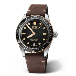 Oris Divers Sixty-Five - Black Dial & Brown Strap
