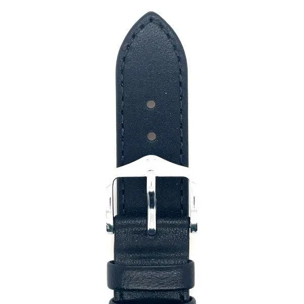 Osiris - 18mm Black Long Leather Watch Strap with Silver Buckle