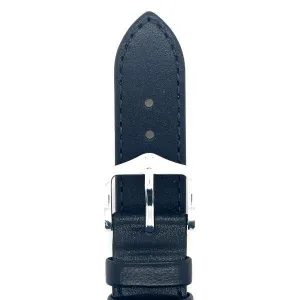 Osiris - 18mm Black Long Leather Watch Strap with Silver Buckle