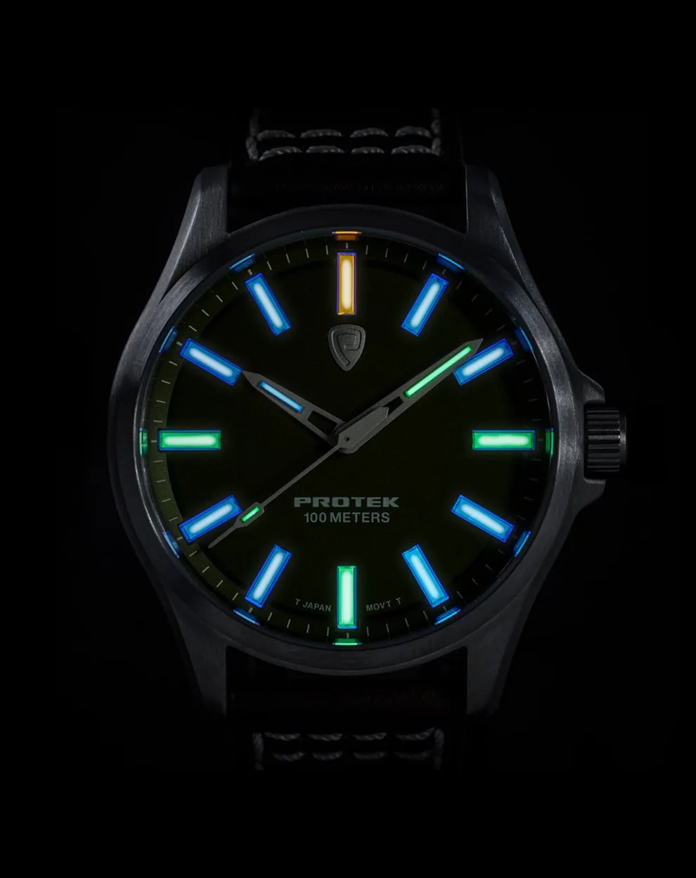 ProTek Field Series 3000 Tactical Watch | Green Dial, Dark Brown Leather Band