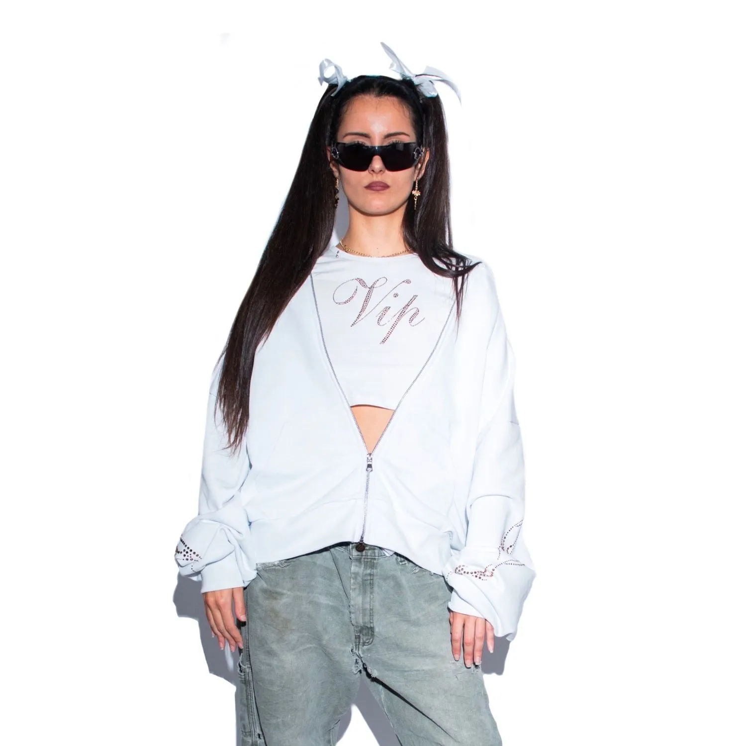 Racing Zip Hoodie - Bianco