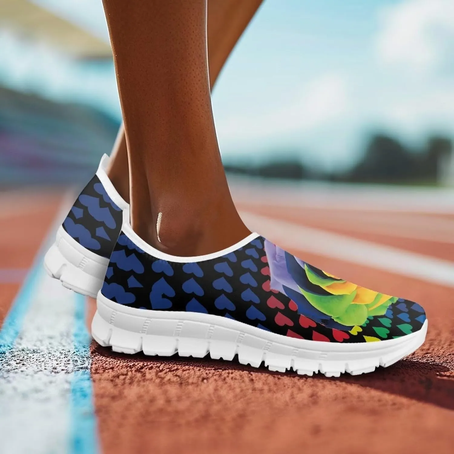 Rose Sneakers for Women Soft Low Top Casual Slip On Sneakers Breathable Non-Slip Athletic Holiday Walking Shoes for Teen Girls US 5.5-11.5