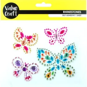 Self Adhesive Rhinestones - Butterflies 9Pcs