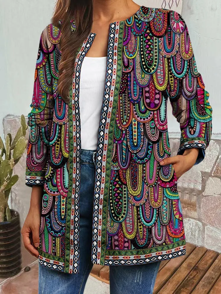 Sophie I Retro Style Printed Cardigan