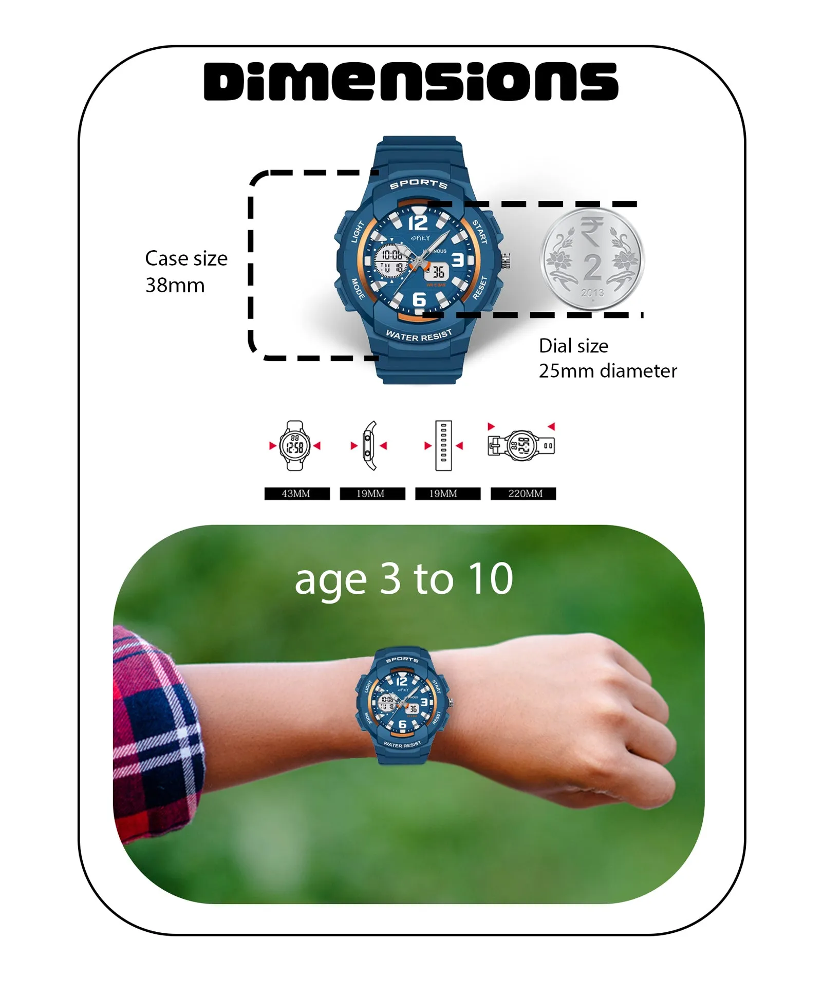 Spiky Analog & Digital Sporty Watch - Pink