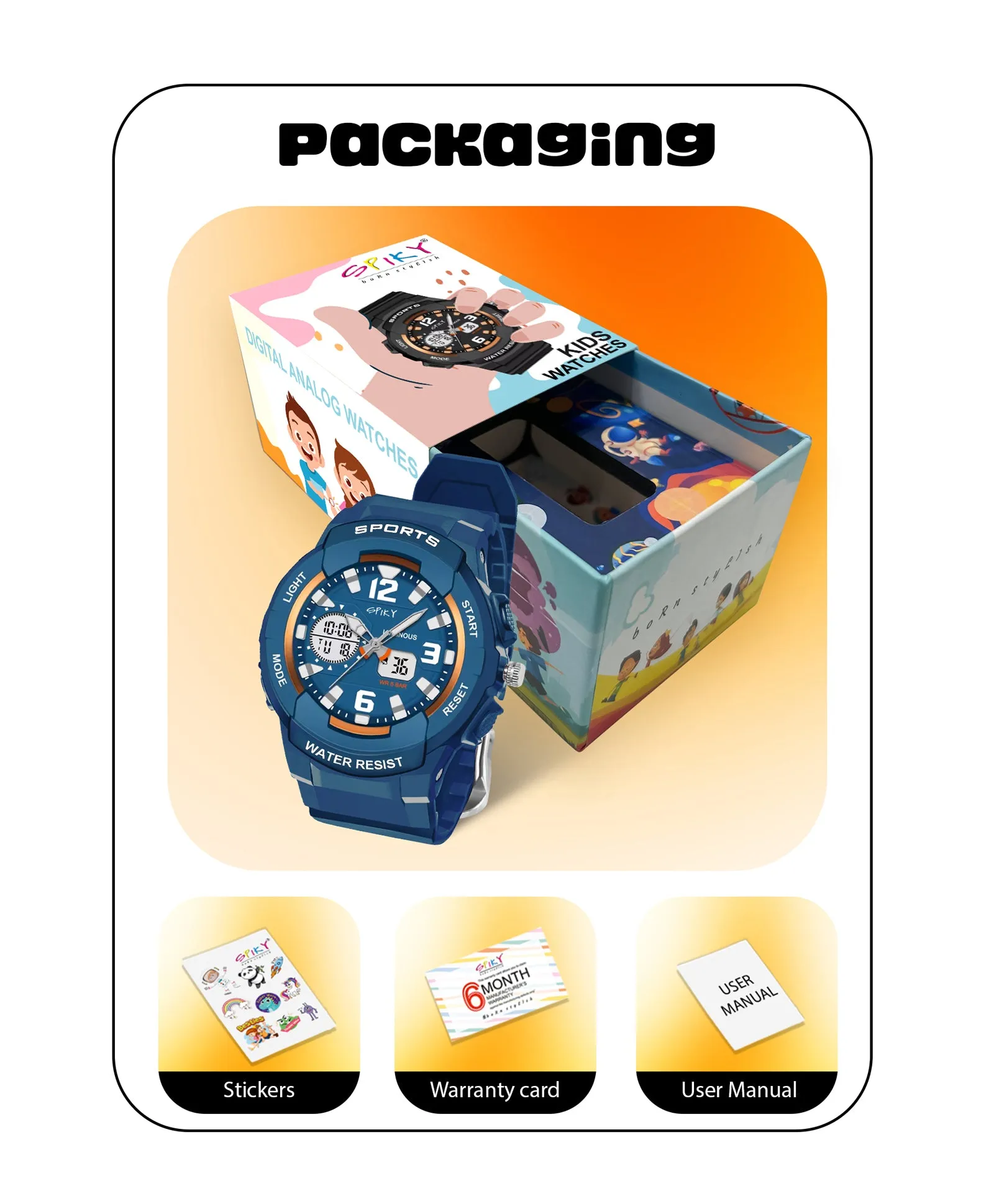 Spiky Analog & Digital Sporty Watch - Pink