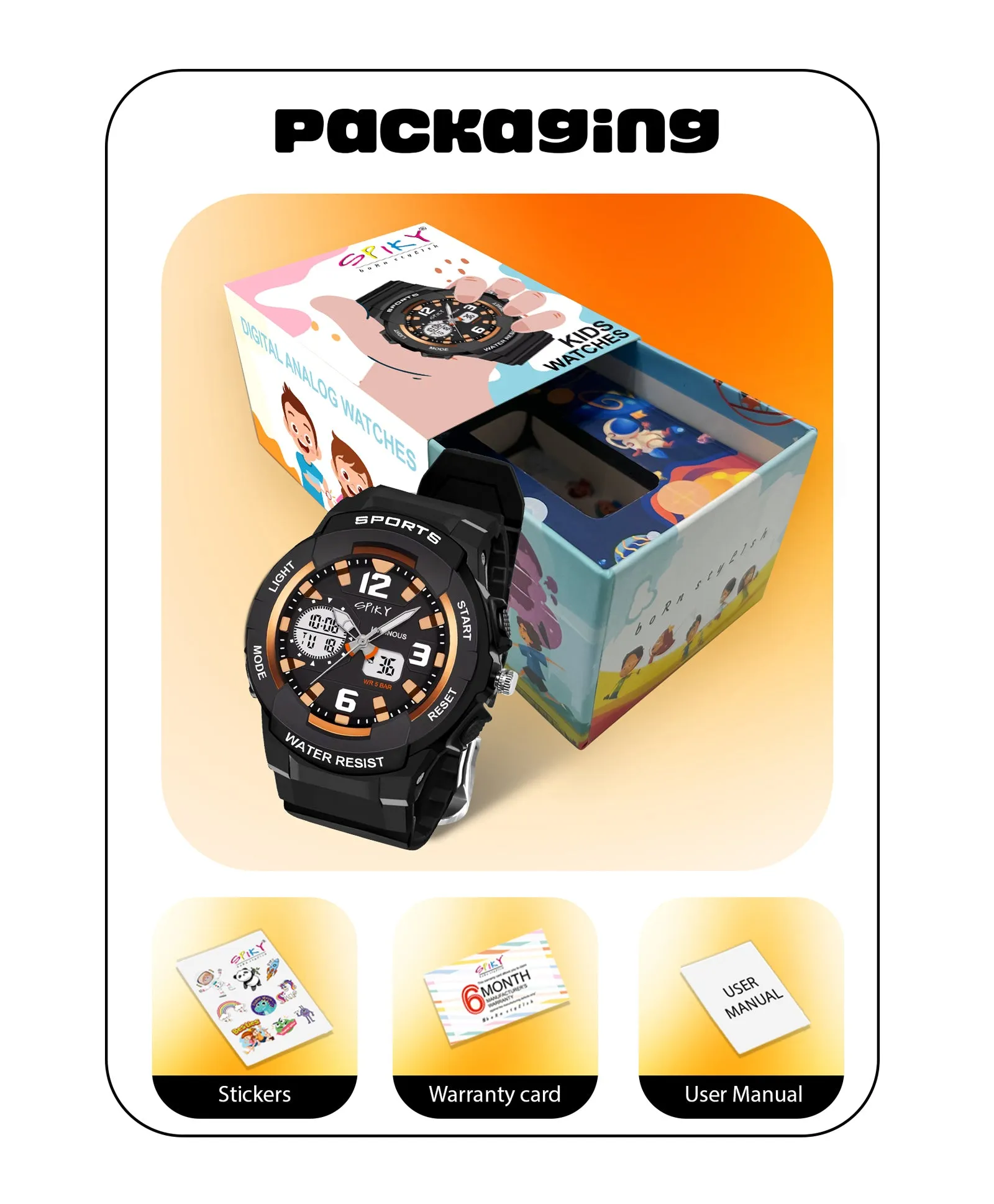 Spiky Analog & Digital Sporty Watch - Pink