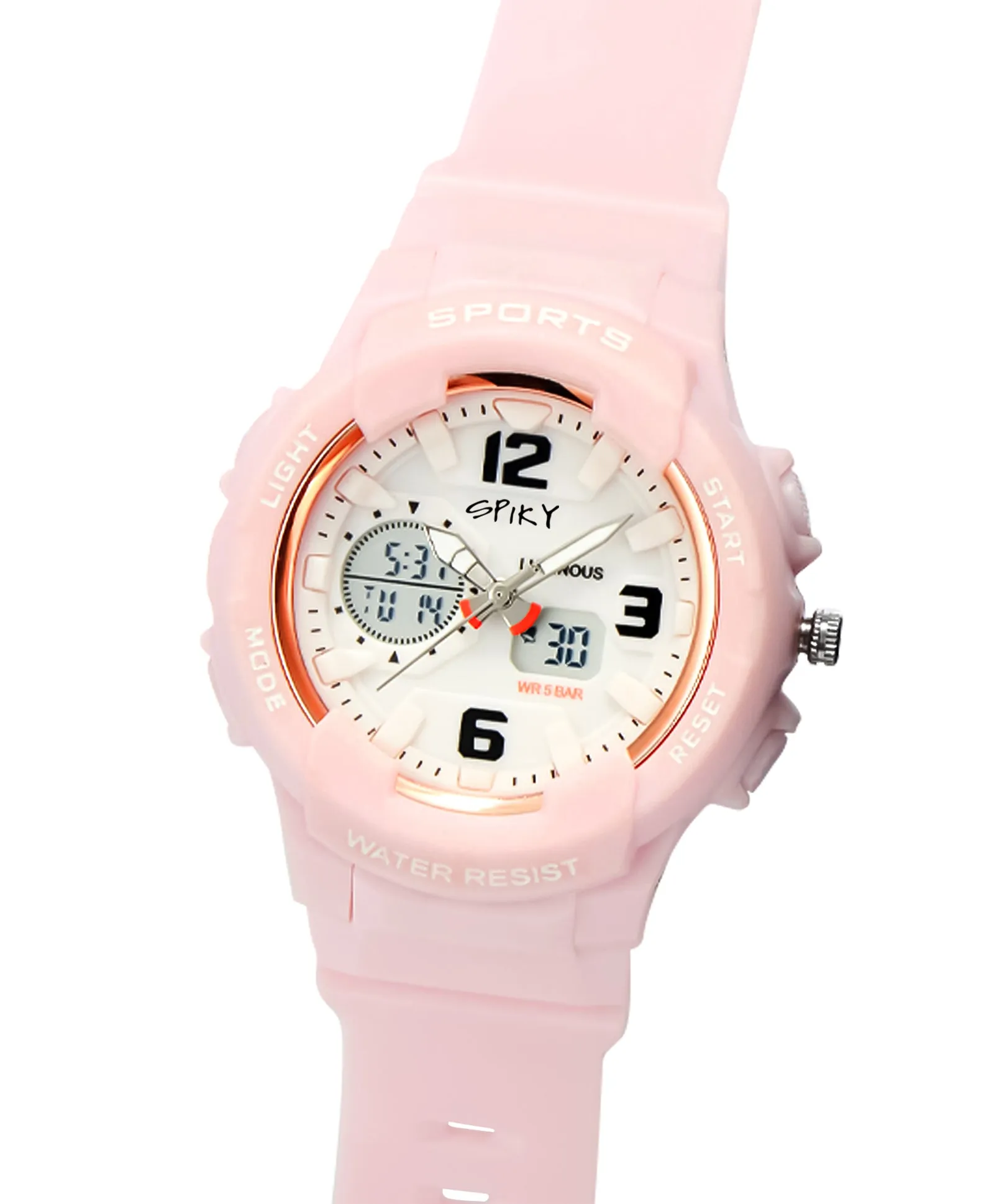 Spiky Analog & Digital Sporty Watch - Pink