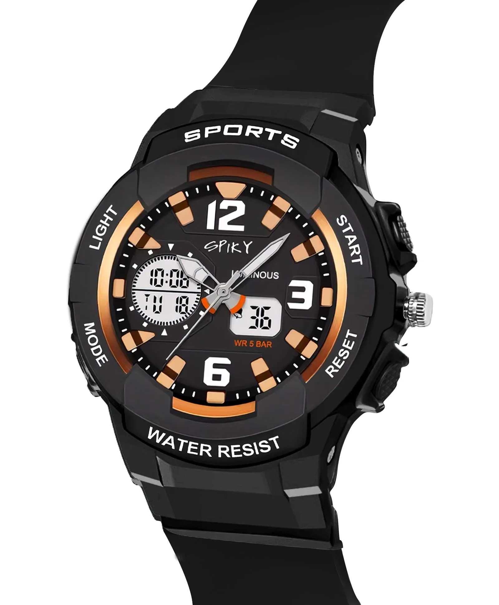 Spiky Analog & Digital Sporty Watch - Pink