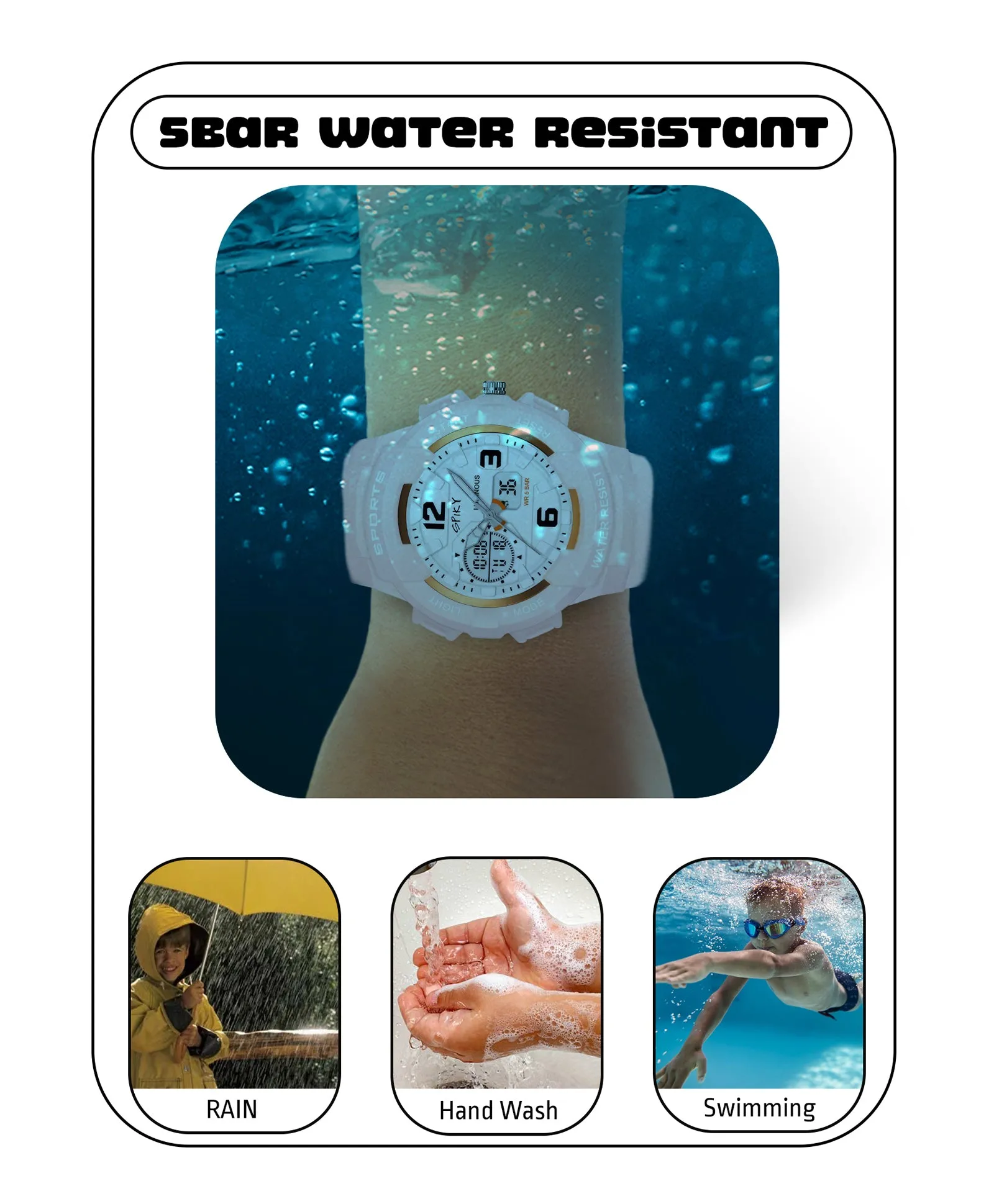 Spiky Analog & Digital Sporty Watch - Pink