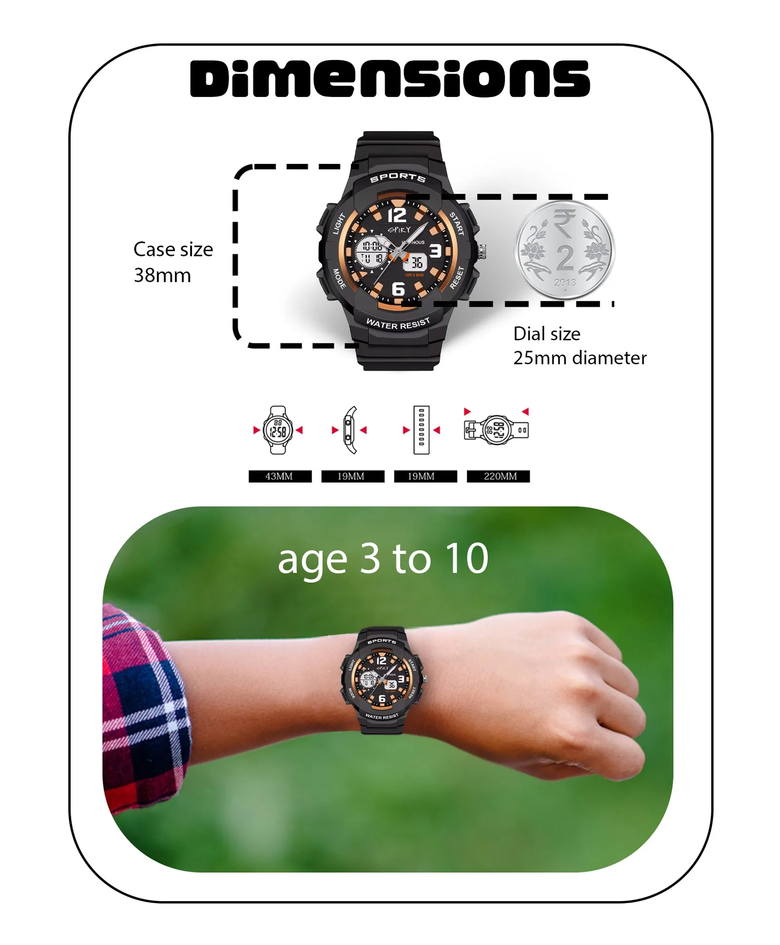 Spiky Analog & Digital Sporty Watch - Pink