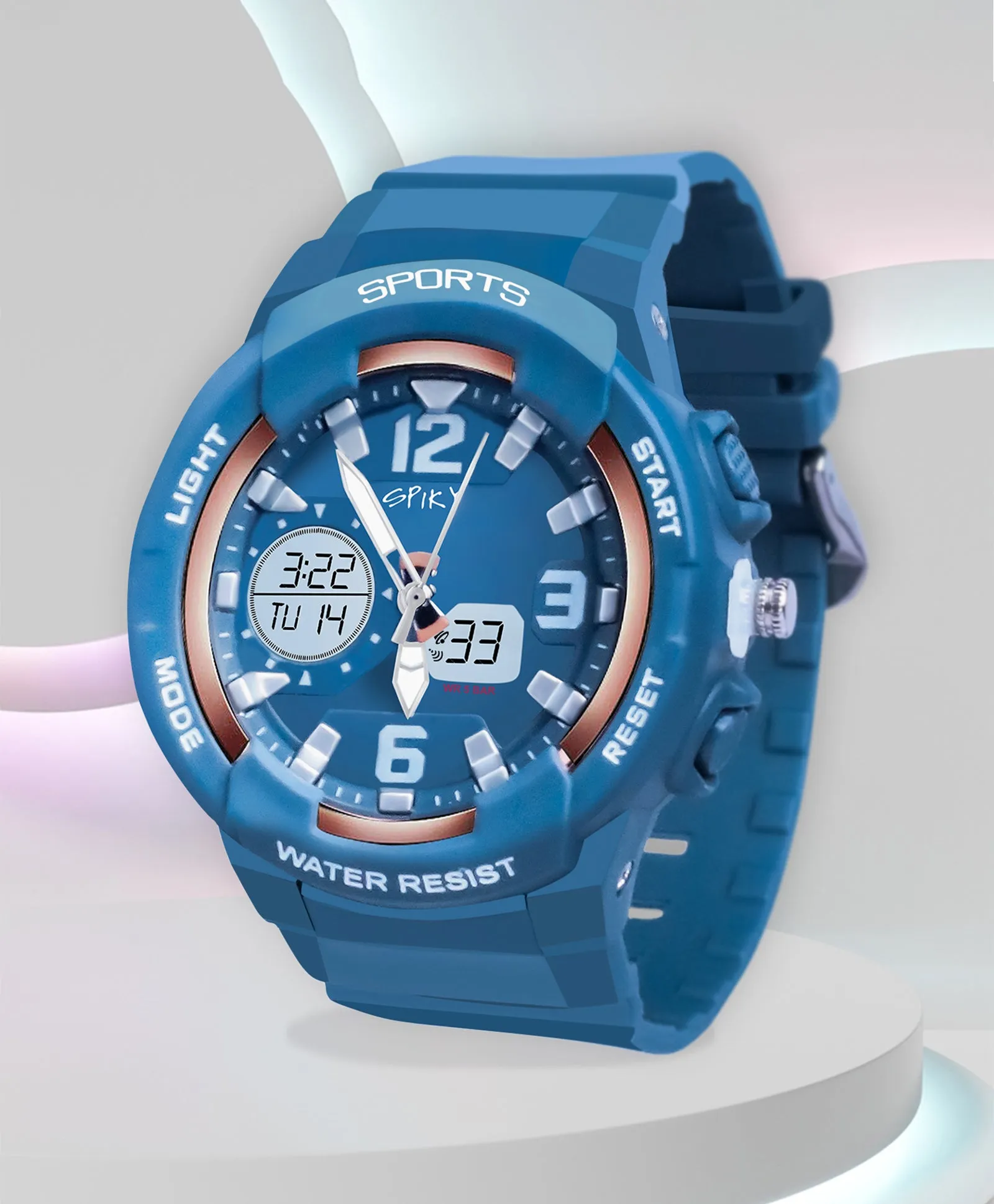 Spiky Analog & Digital Sporty Watch - Pink