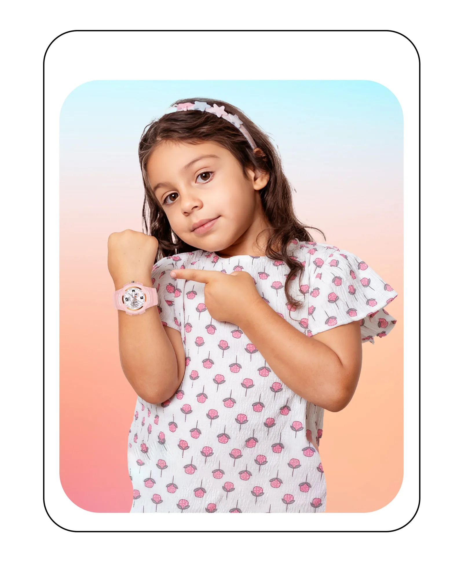 Spiky Analog & Digital Sporty Watch - Pink