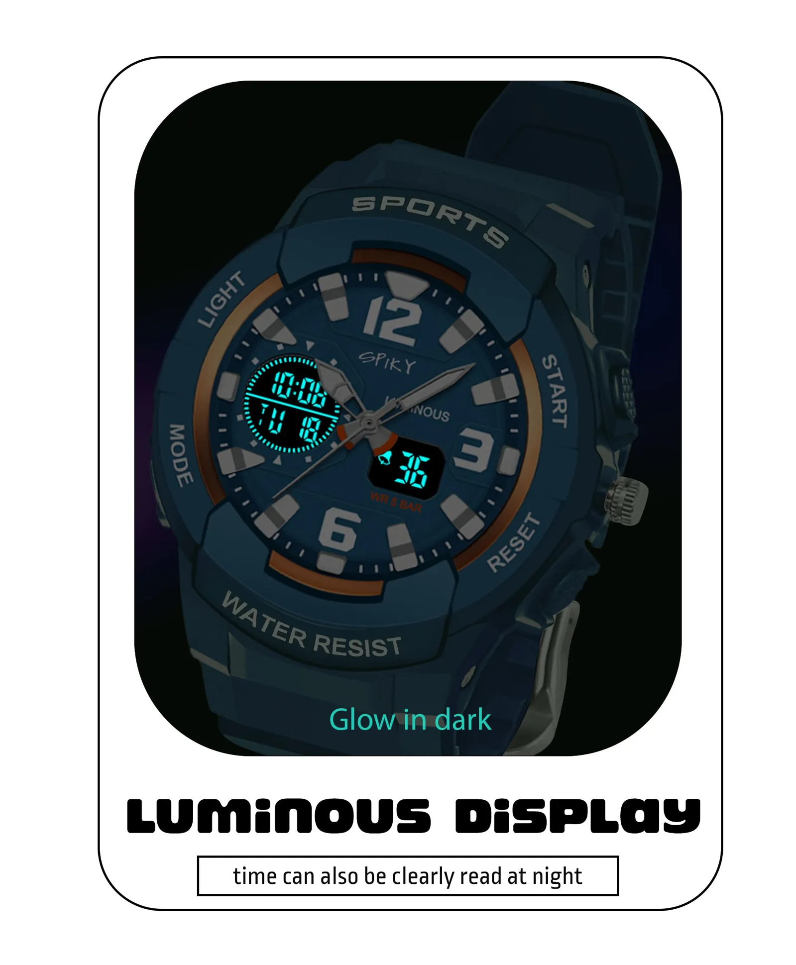 Spiky Analog & Digital Sporty Watch - Pink
