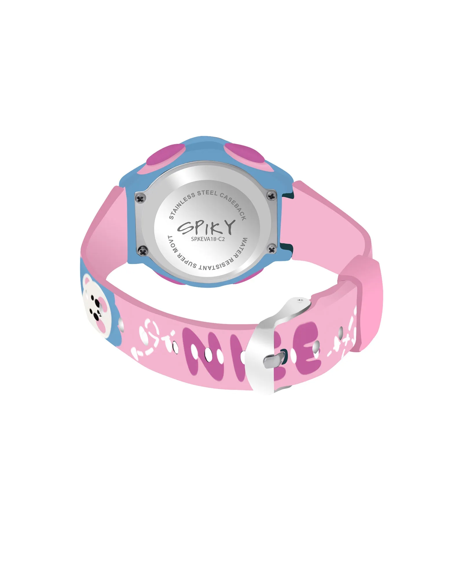 Spiky Eva18 Printed Strap Round Sports Digital Watch - Purple