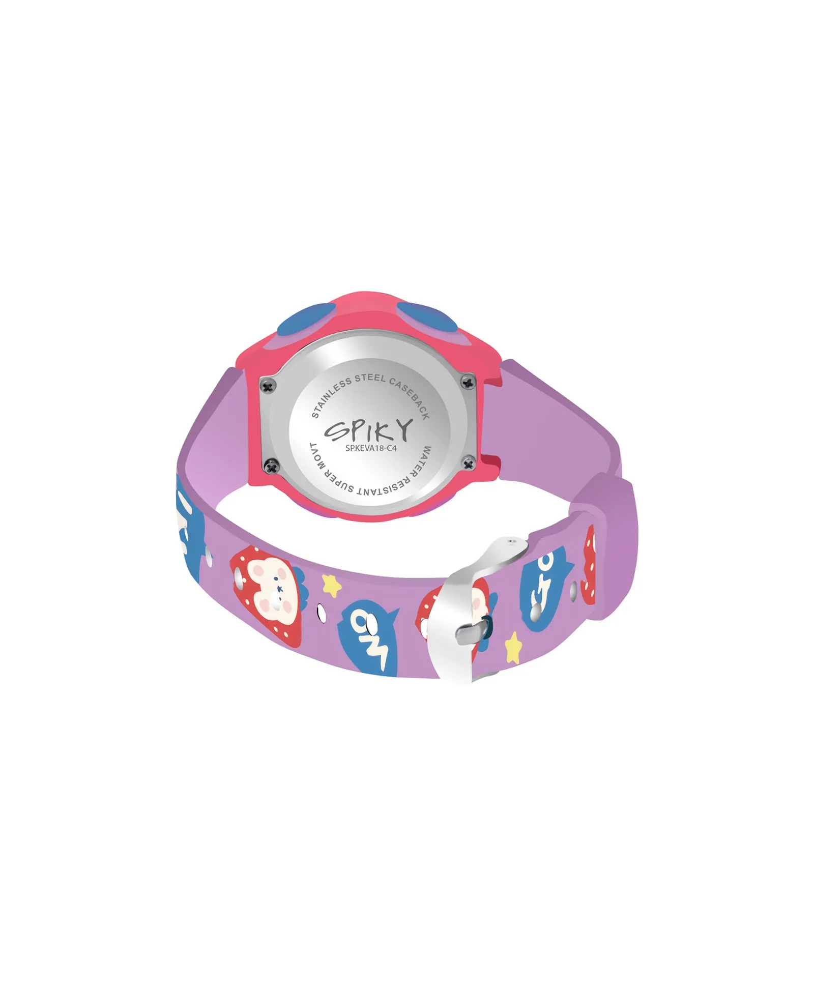 Spiky Eva18 Printed Strap Round Sports Digital Watch - Purple