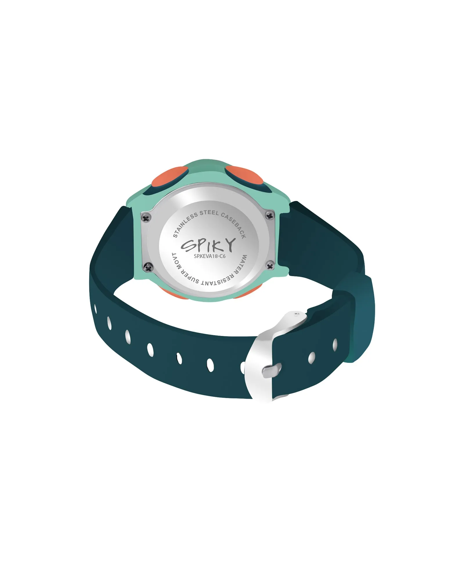 Spiky Eva18 Printed Strap Round Sports Digital Watch - Purple
