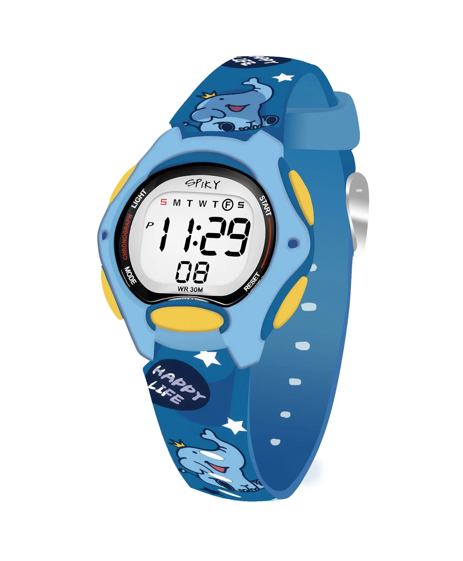 Spiky Eva18 Printed Strap Round Sports Digital Watch - Purple