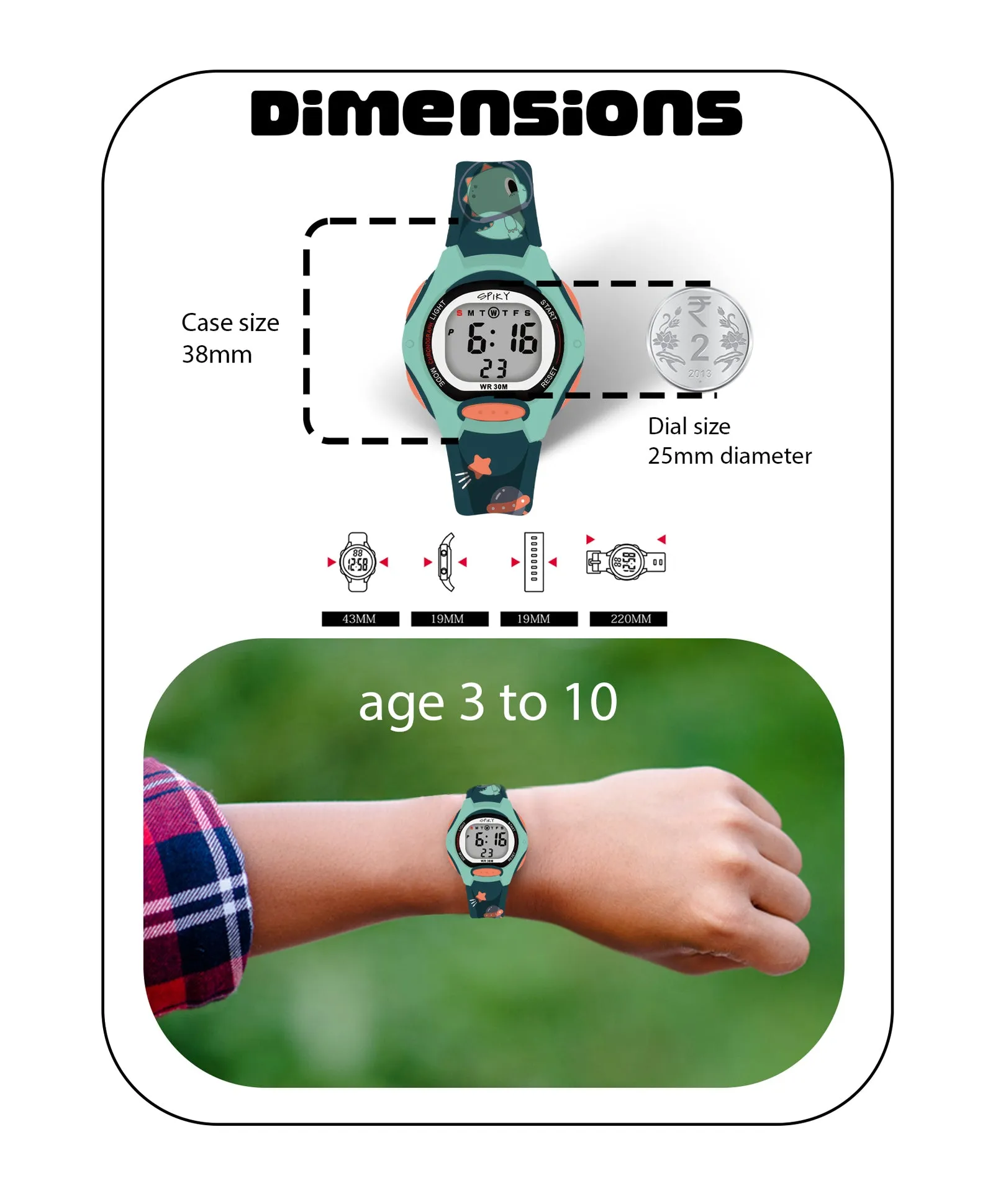 Spiky Eva18 Printed Strap Round Sports Digital Watch - Purple
