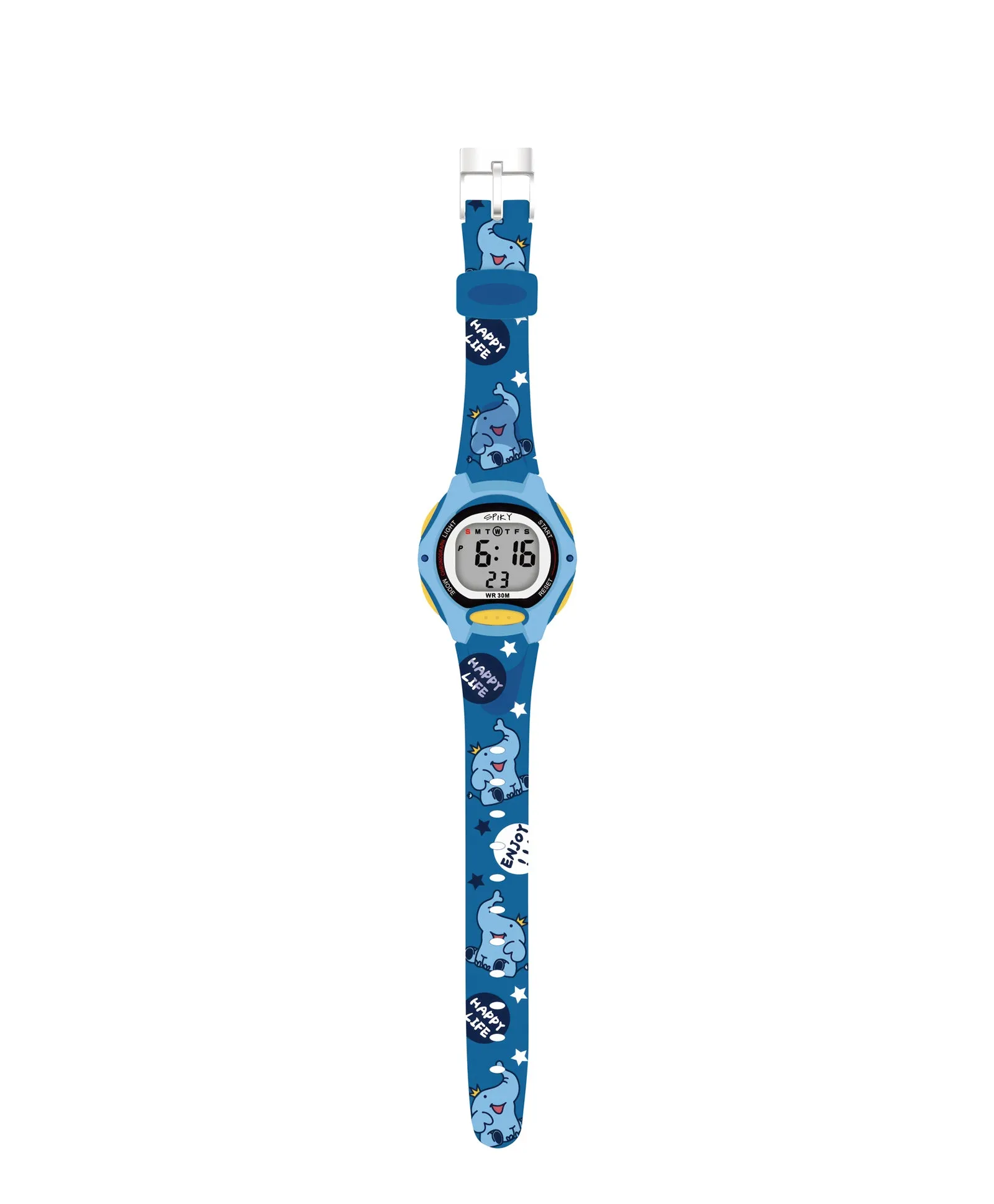 Spiky Eva18 Printed Strap Round Sports Digital Watch - Purple