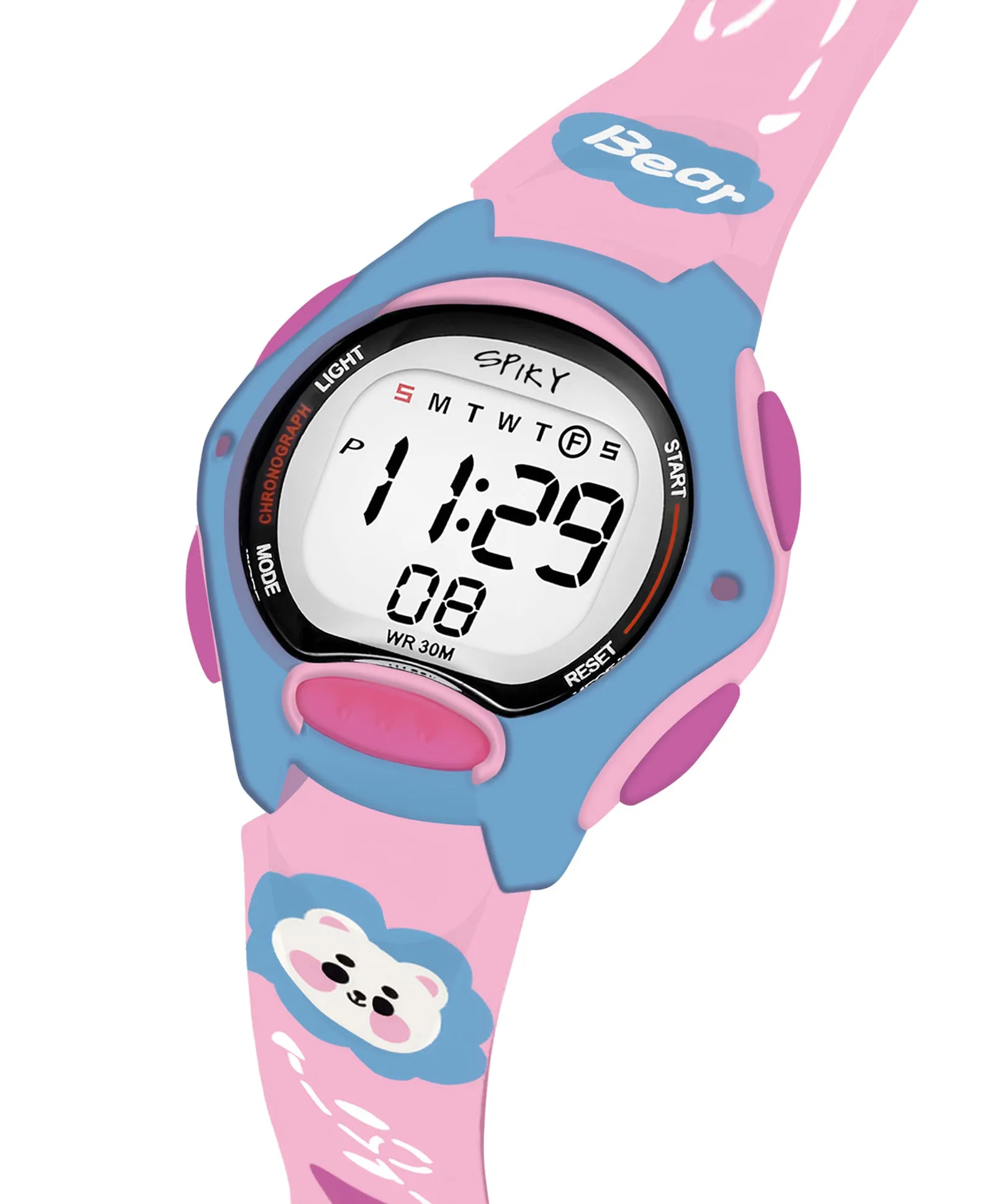 Spiky Eva18 Printed Strap Round Sports Digital Watch - Purple