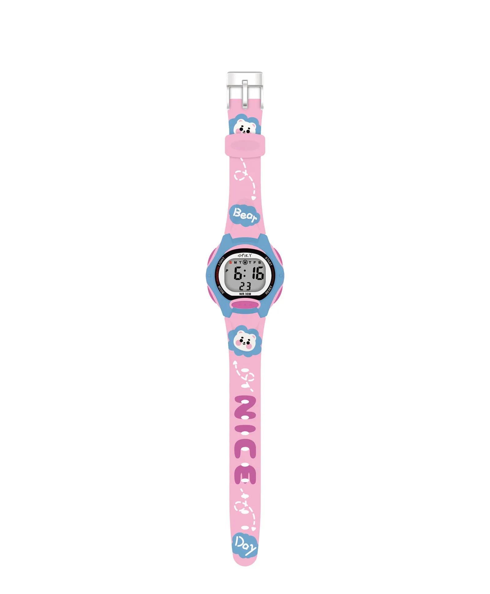 Spiky Eva18 Printed Strap Round Sports Digital Watch - Purple