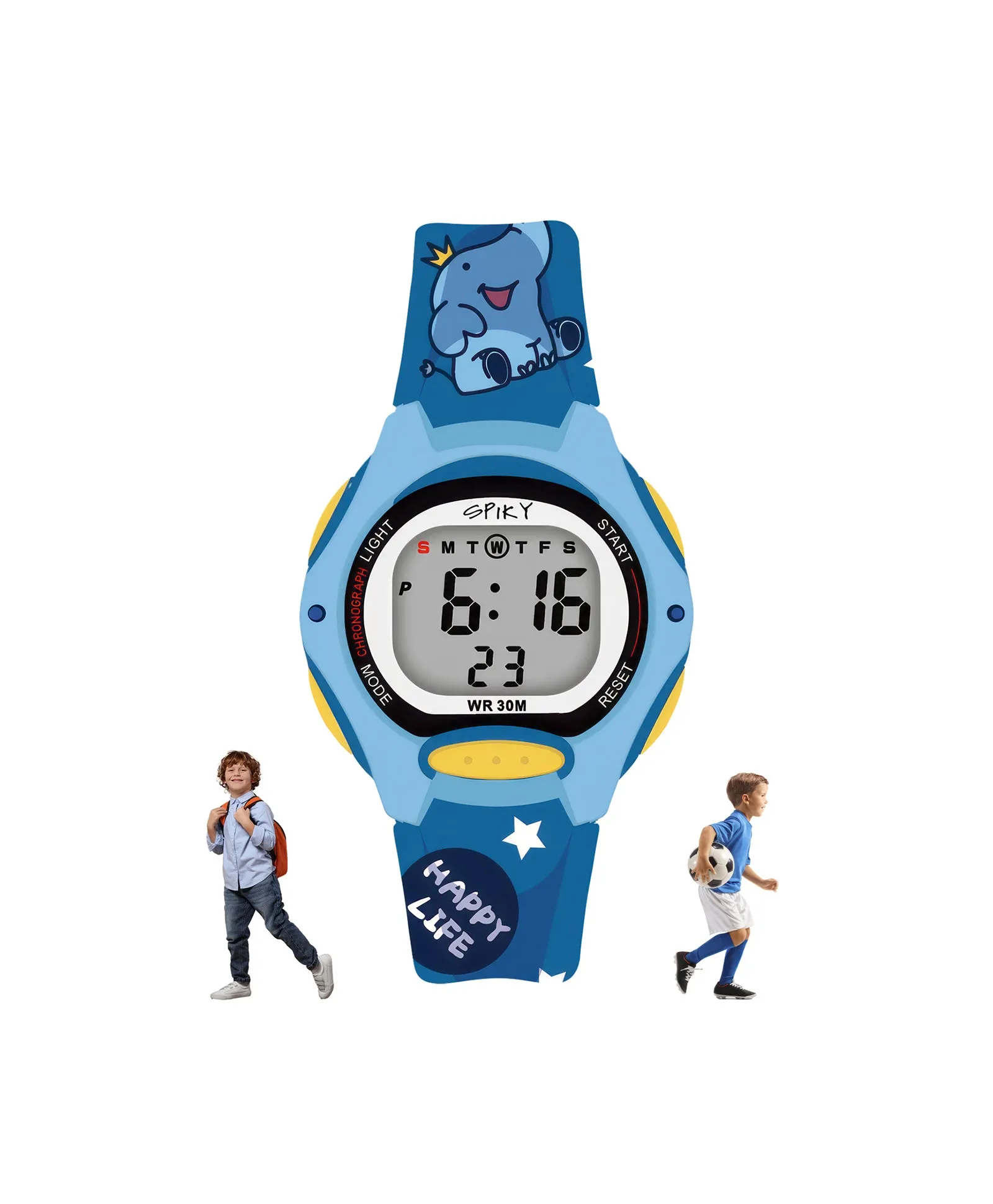 Spiky Eva18 Printed Strap Round Sports Digital Watch - Purple