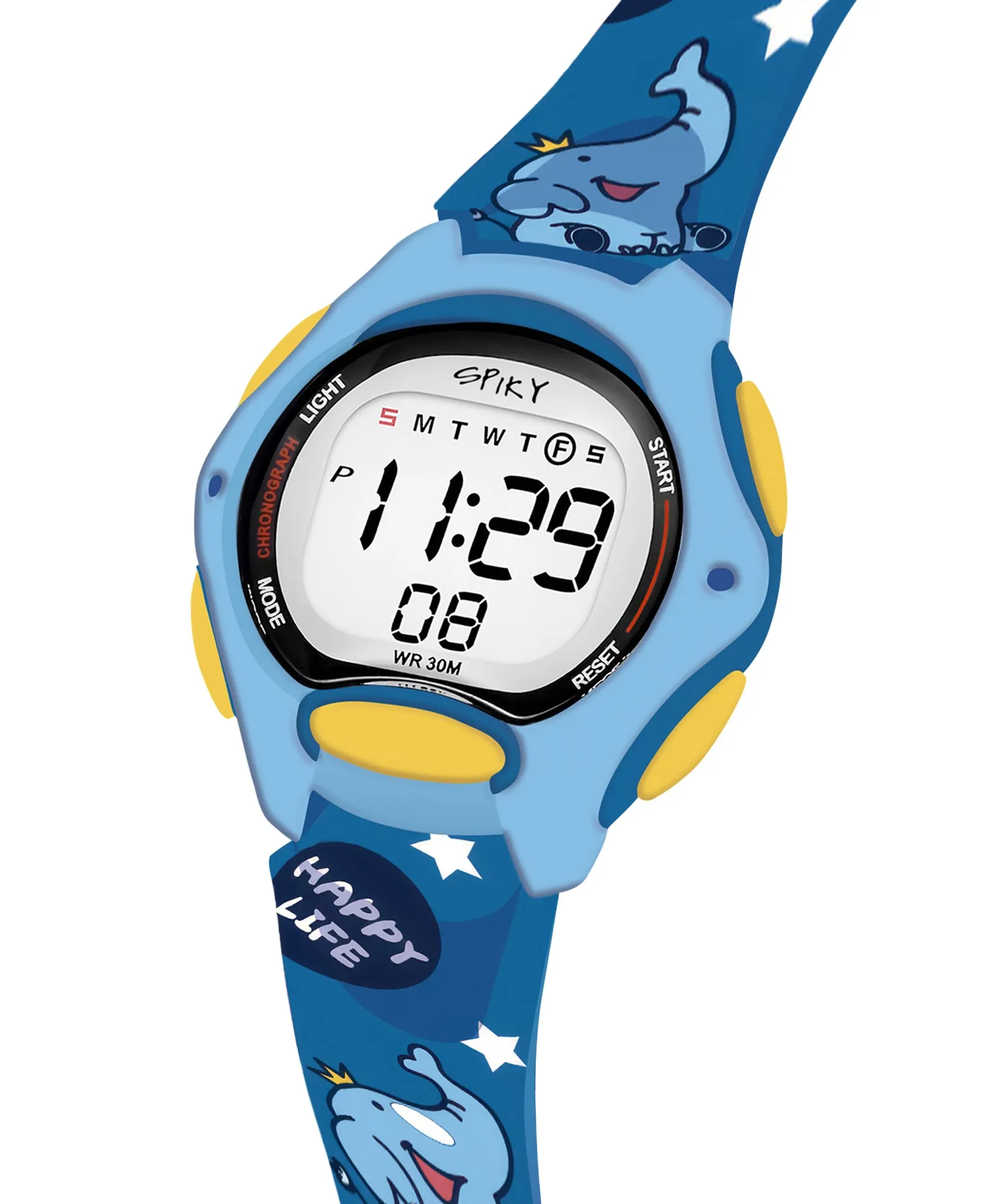 Spiky Eva18 Printed Strap Round Sports Digital Watch - Purple