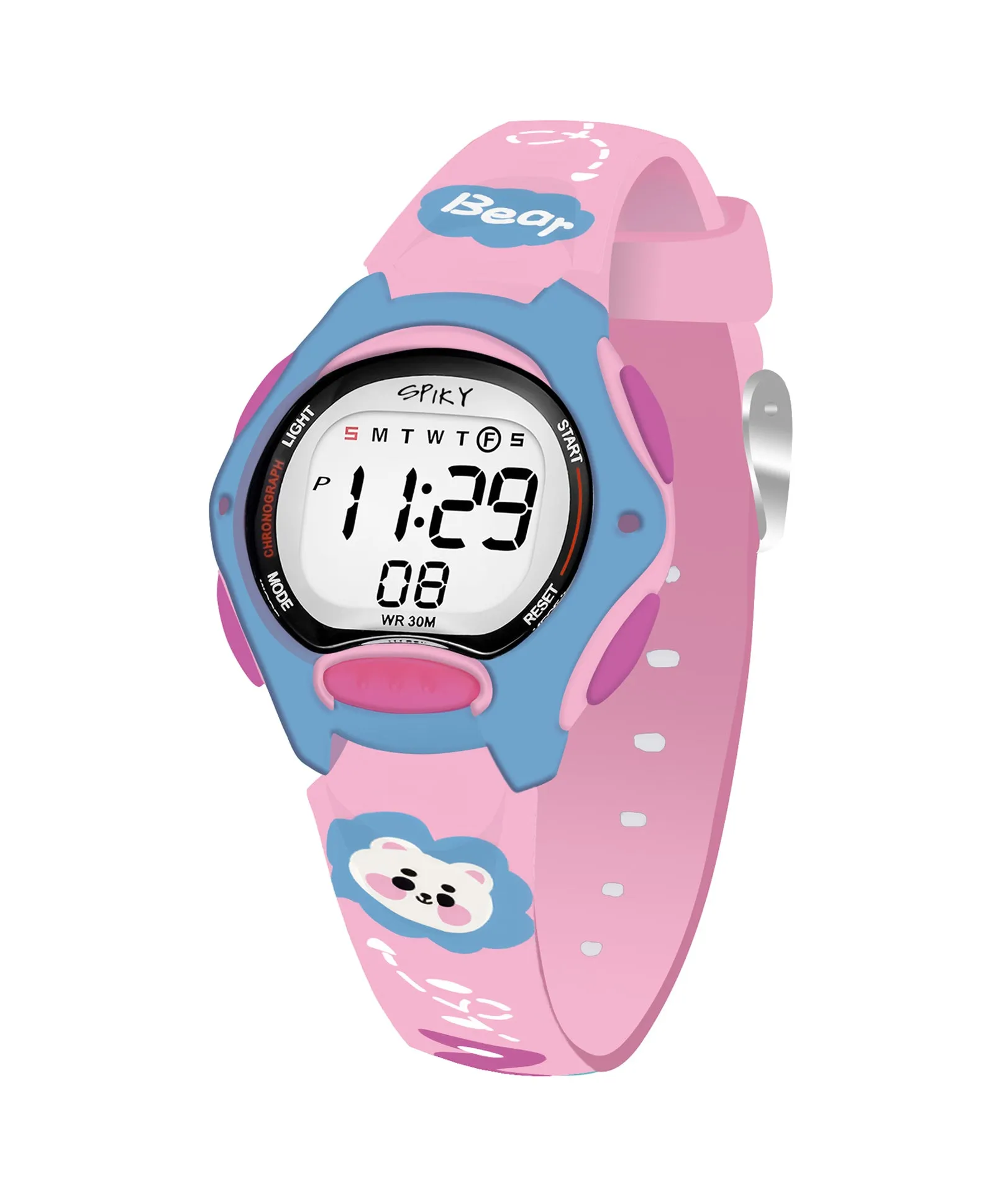 Spiky Eva18 Printed Strap Round Sports Digital Watch - Purple