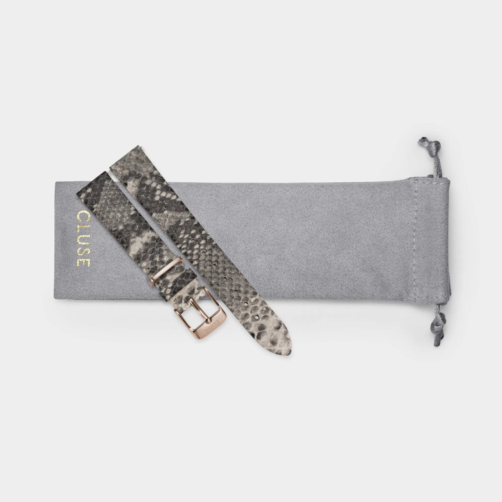 Strap 16 mm Leather Python Almond, Rose Gold Colour