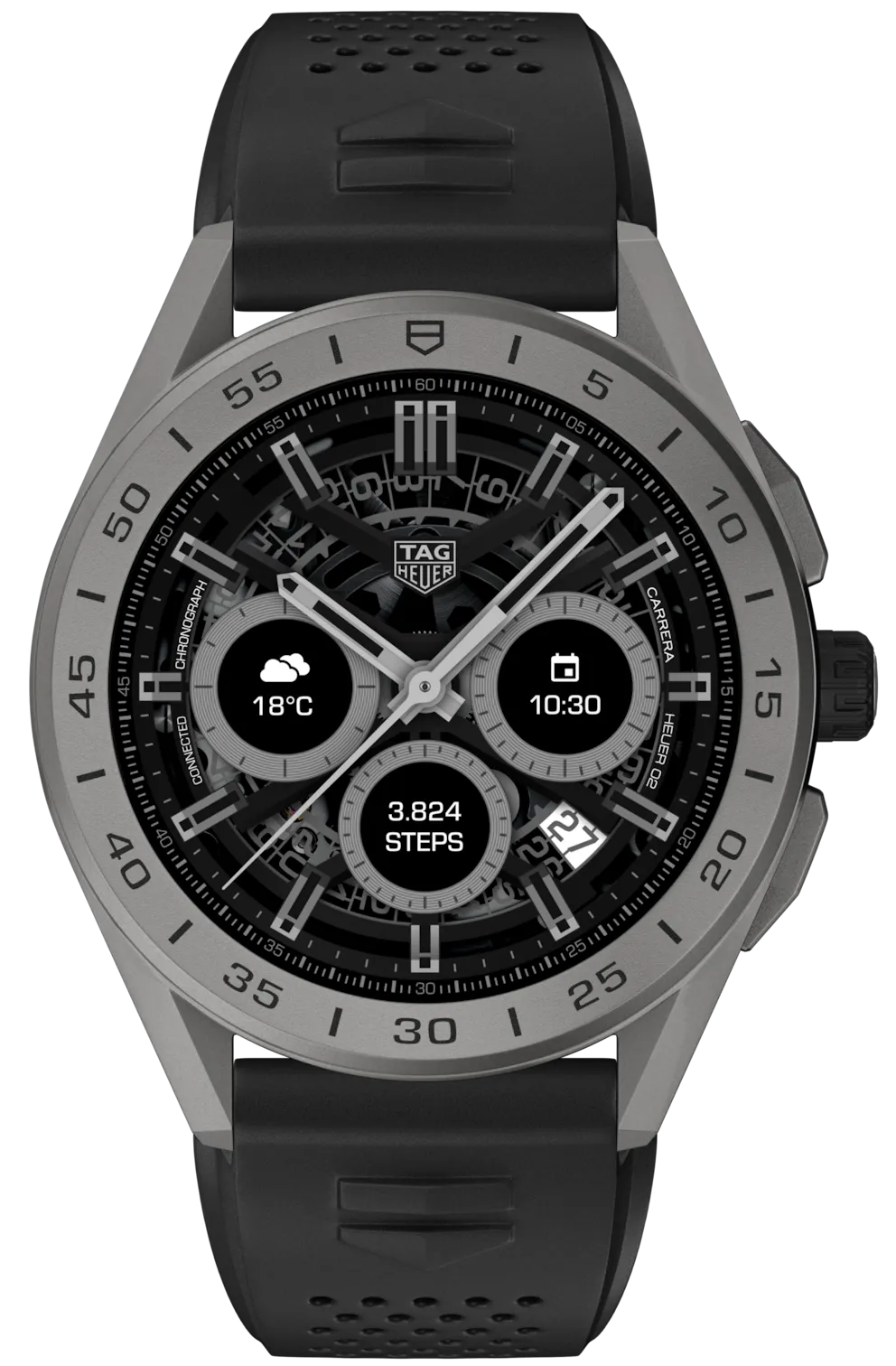 TH Watch Connected 45 Titanium Black Rubber